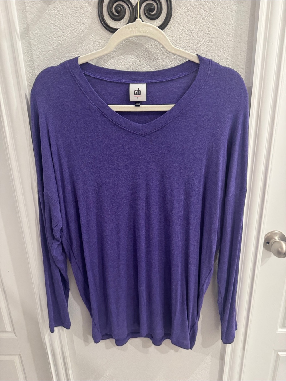 CAbi Violet V-Neck Long Sleeve Top